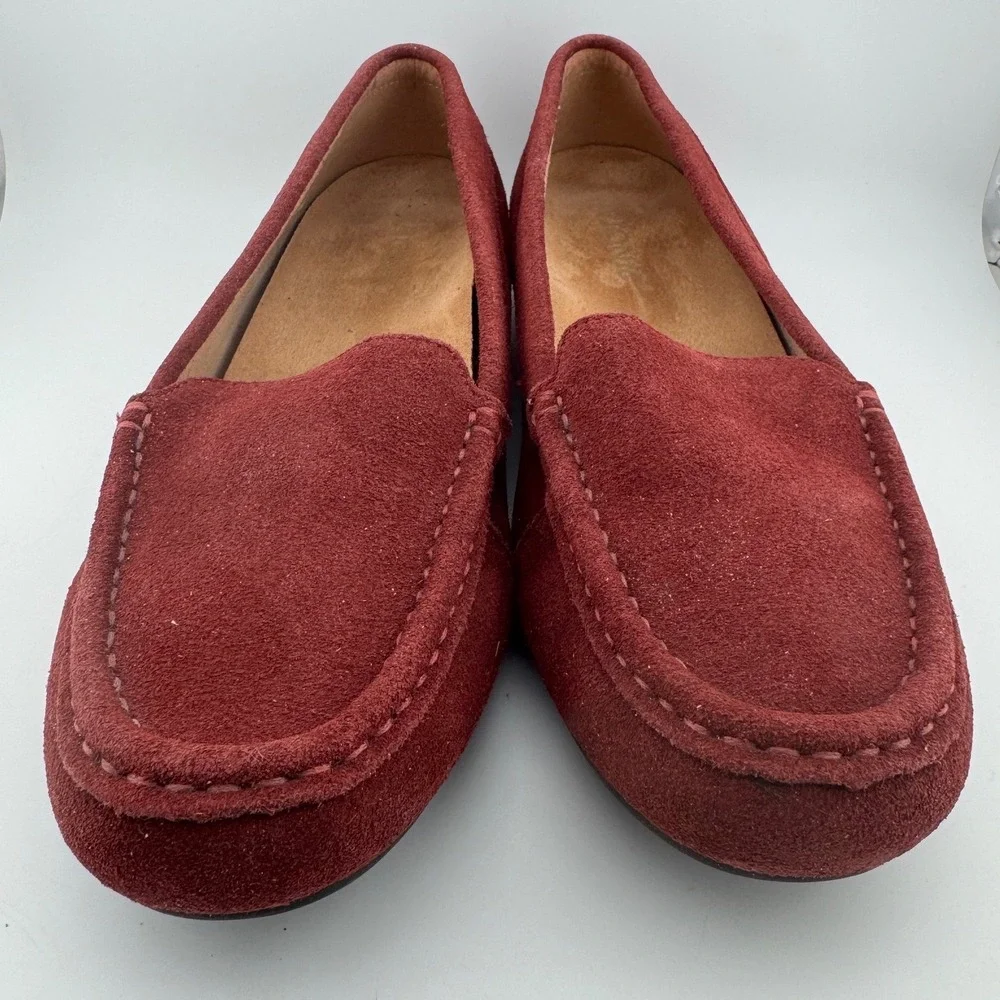 Vionic Debbie Loafers 9 Burgundy Suede Driving Mocs Excellent‎ Orthotic (1891)